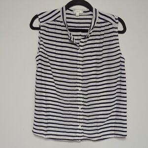 J Crew Striped Sleeveless Button Down Shirt